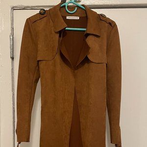 WILLIAM B Faux Suede Trench Coat